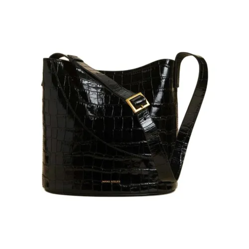 Manu Atelier Телячья кожа Ведрообразные сумки Сумки через плечо Сумка через плечо Женская Черная