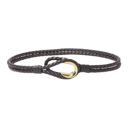 Bottega Veneta Значок Дизайн Телячья кожа Кожаные ремни Женские Черный Ширина 1,5CM