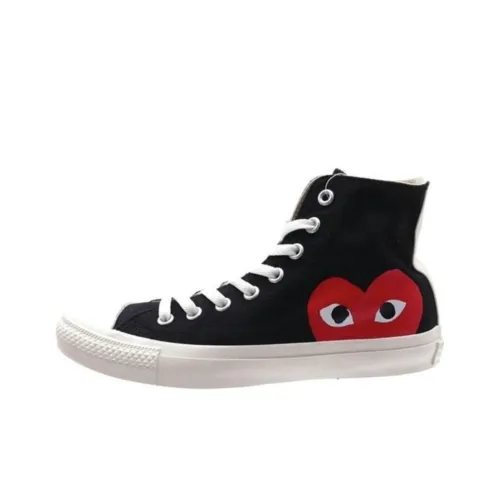 CDG Play x Converse All Star Аbrasion Resistant Shock Absorbers High Top Shoes Unisex Black (CDG Play x Converse All Star Аbrasion Resistant Shock Absorbers Высокие кеды унисекс черные)