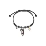 Милый маленький цветочный дизайн кошка браслет - черный