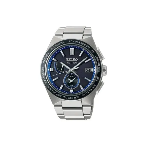 SEIKO Astron Series Солнечный Кварцевый Механизм Титан Ремешок Часы Мужские Циферблат Синий