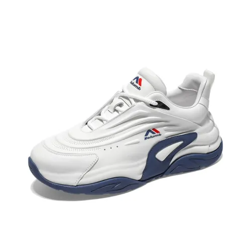 KOLUMB Противоскользящие устойчивые к истиранию амортизаторы низкий топ кроссовки с толстой подошвой мужские белые и синие