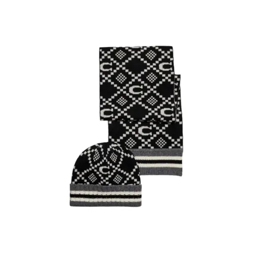 COACH Шарфы из овечьей шерсти вязаные Унисекс Черный