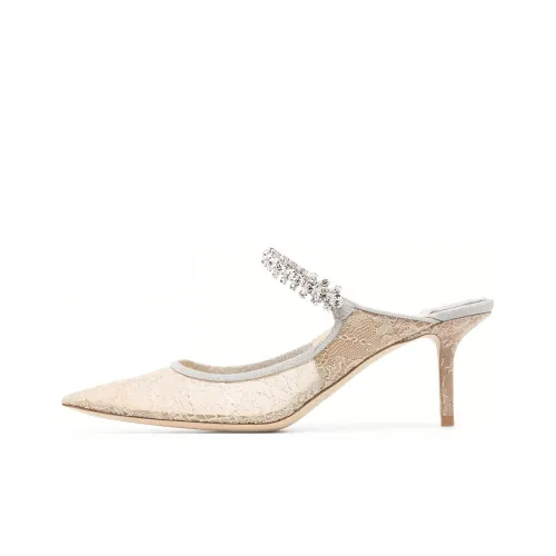 Jimmy Choo Bing Домашние тапочки Женские Бежевый Серебряный