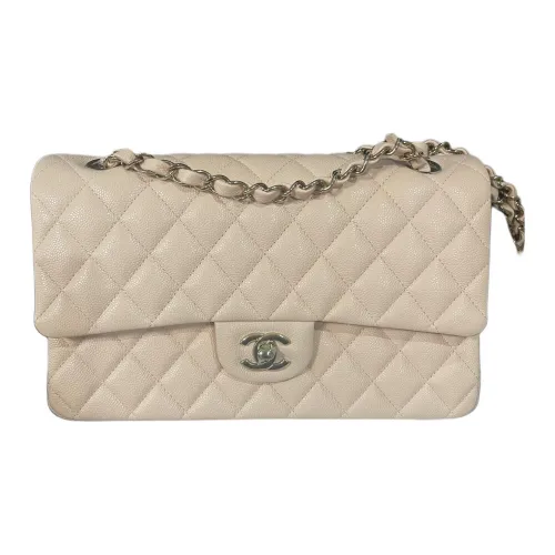 CHANEL Classic Flap CF Телячья кожа Сумка с клапаном Сумка через плечо Сумка на плечо Женская Бежевая