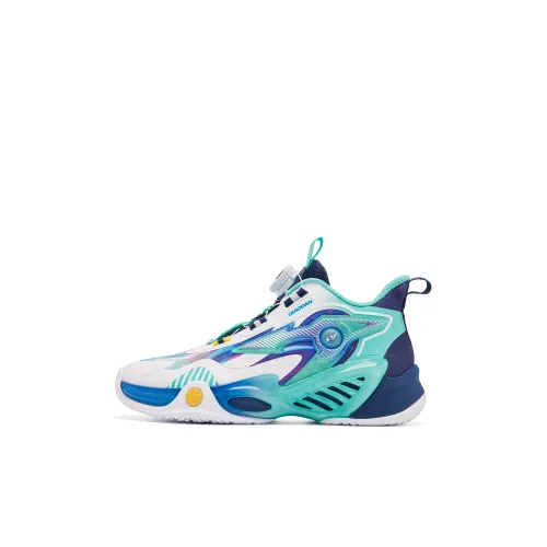 QIAODAN Детские баскетбольные кроссовки Low Top Jordan Белый/Hatsune Miku Зеленый Унисекс