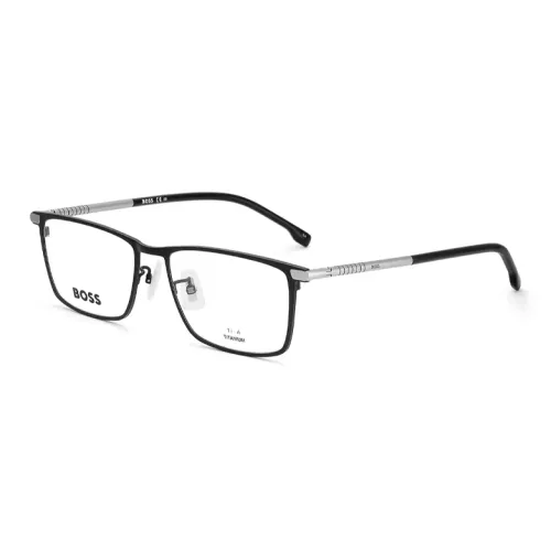 HUGO BOSS Титановый сплав Прямоугольные Оправы для очков Мужские Серебряные