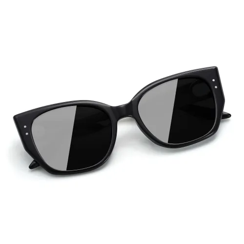 PULAIS Пластина Сплав Рамка Кошачий глаз Солнцезащитные очки Женские Черный