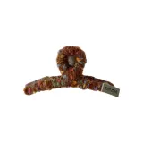 Коричневая пряжа, заколка-краб