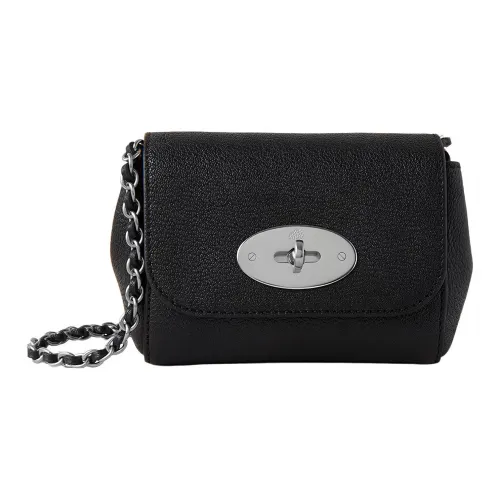 Mulberry Козья кожа Сумка через плечо Сумка на плечо Мини Женская Черная и Серебряная