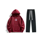 Комплект одежды (Бордовая толстовка + Черные штаны)