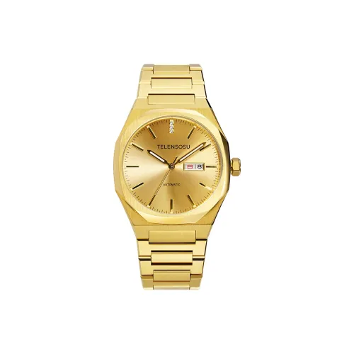 TELENSOSU Автоматический Механический Механизм Мужские Часы 42 мм Золото