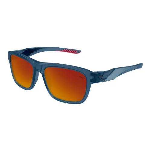 PUMA Вытесанные из ацетата Прямоугольные Солнцезащитные очки Мужские Синие