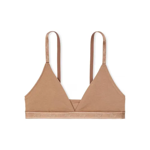 Victoria's Secret Розовые Брейлеты и Бюстгальтеры Топы Хлопок Логотип Треугольник Брейлет Бюстгальтер Женский Какао Латте