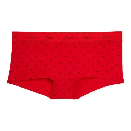 Victoria's Secret Розовый логотип Хлопок Boyshort Panty BVCP Нижнее белье Женские 1 упаковка Красный
