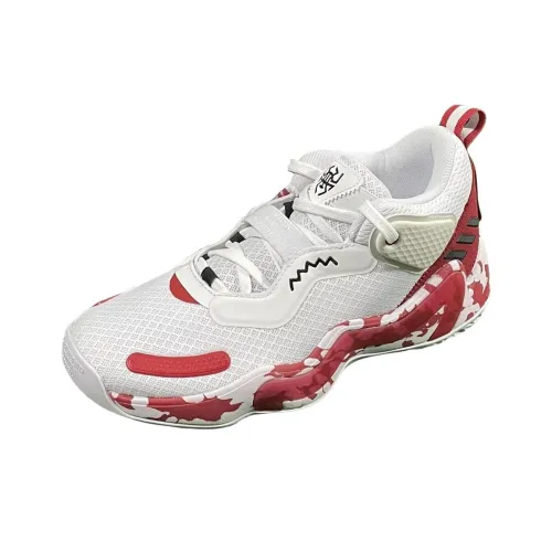 Adidas Donovan Mitchell Slip-resistant Abrasion-resistant Low-top Basketball Shoes Men's White Red Adidas Donovan Mitchell Противоскользящие Устойчивые к истиранию Низкие Баскетбольные Кроссовки Мужские Белый Красный