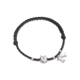 Кошка любит рыбку браслет - черный