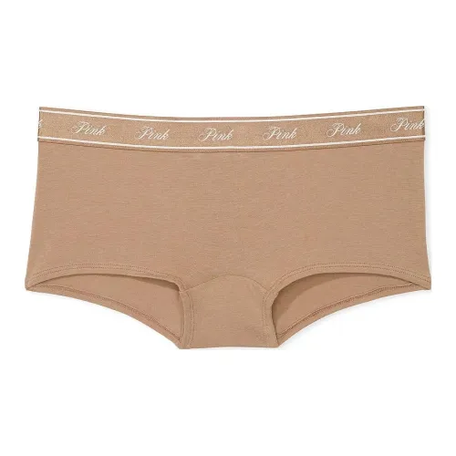Victoria's Secret Розовый логотип Хлопок Boyshort Panty Какао Латте Нижнее белье Женские 1 шт Хаки