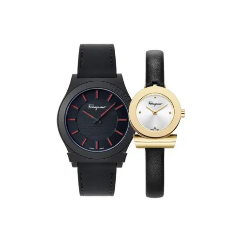 Ferragamo Наручные часы Кварцевый механизм Силиконовый ремешок из коровьей кожи 43 мм белый циферблат унисекс