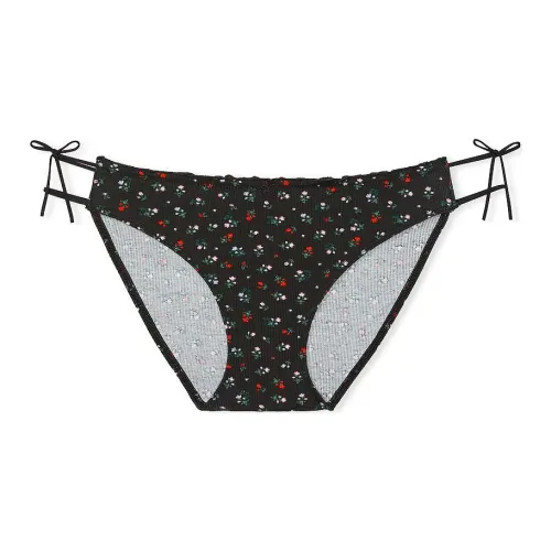 Victoria's Secret Розовый Хлопок Боковая сторона Галстук Бикини Трусы P B F P Нижнее белье Женские 1 упаковка Черный