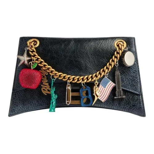 Balenciaga Crush Овчина Портативная Сумка через плечо Маленькая Женская Черная