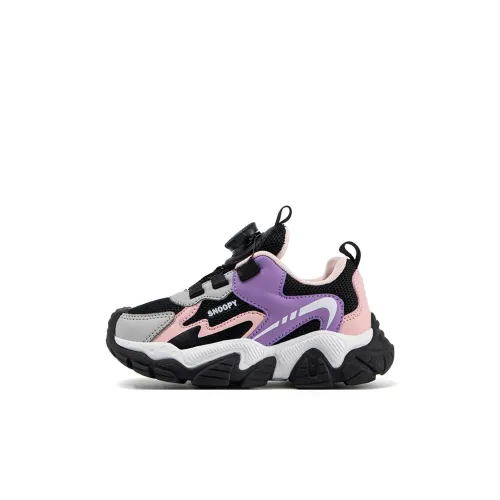SNOOPY Slip-resistant амортизация и дышащие детские повседневные туфли черного и фиолетового цвета
