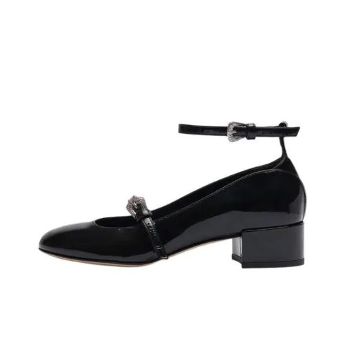 SCAROSSO Грубый каблук Mary Jane обувь 3,5 см Женская Черная