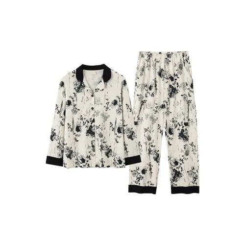 Qin Jing Пижамный комплект Женские Тушь Белый