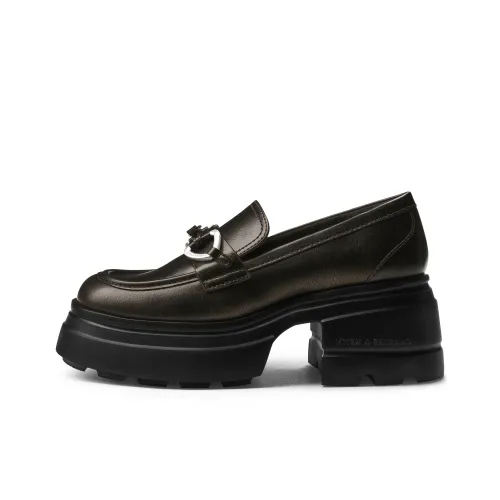 CHARLES KEITH Маленький CK Готический стиль Лолита Лоферы 7 см Женские Черный Коробка Черный Бронза