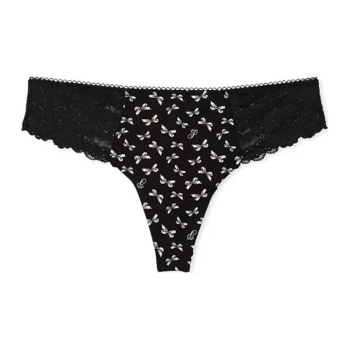 Victoria's Secret Розовый No Show Cheeky Panty Чисто черный Арочный Принт Нижнее белье Женские Черный