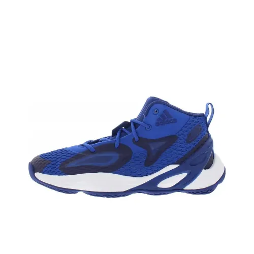 Adidas Exhibit A Slip-resistant Abrasion-resistant MID Топ Баскетбольные кроссовки Мужской Синий