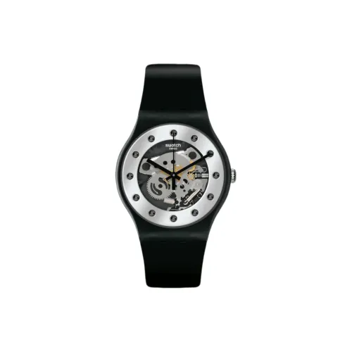 Swatch Quartz Механизм Женские часы 41 мм Черепный циферблат Биопластиковый корпус Часы Bio Based Материал Ремешок