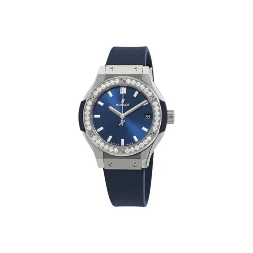 HUBLOT Classic Fusion Collection Кварцевый механизм Женские часы 33 мм Синий циферблат Титан Корпус Часы Резиновый ремешок