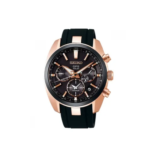 SEIKO Astron Series Солнечный Кварцевый Механизм Резиновый Ремешок Часы 42,7 мм Мужские Часы Черный Циферблат SBXC024