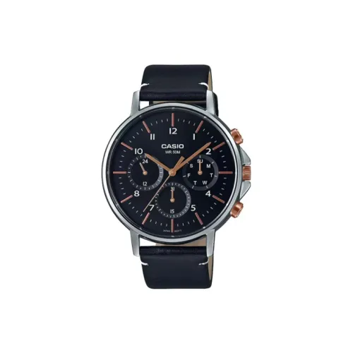 CASIO Standard Series Кварцевый механизм Естественная кожа Ремешок Часы Мужские Черный циферблат