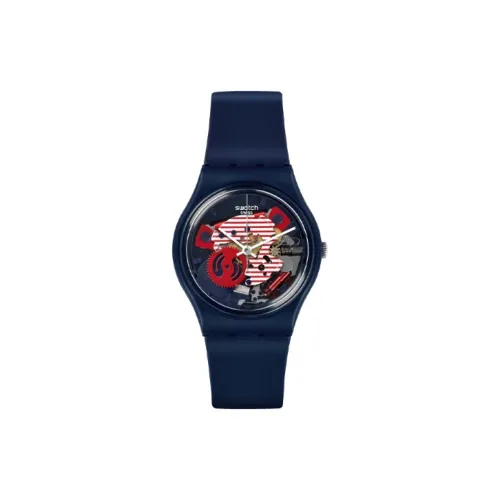 Swatch Quartz Механизм Женские часы 34 мм Черепный циферблат Пластиковый корпус Часы Силиконовый ремешок