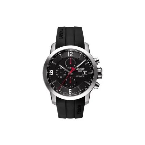 TISSOT Автоматический Механический Часы Мужские 44 мм Черный Циферблат Корпус из Нержавеющей Стали Резиновый Ремешок