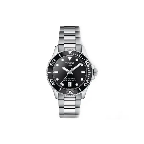 TISSOT Starfish Collection Кварцевый механизм Женские часы 36 мм Черный циферблат Корпус из нержавеющей стали Ремешок из нержавеющей стали