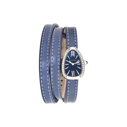 BVLGARI Наручные часы Кварцевый механизм Натуральная кожа Ремешок 27 мм Синий циферблат Женские часы SPS27C3SDL 4T