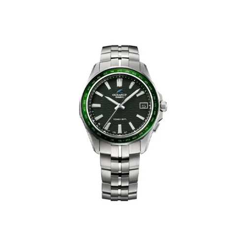 CASIO Collection Солнечный Кварцевый Механизм Титан Ремешок Часы Мужские Зеленый Циферблат