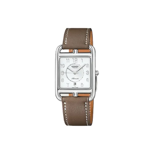HERMES Наручные часы Автоматический Механический Механизм Коровья кожа Ремешок Белый Циферблат Унисекс