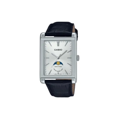 CASIO Standard Series Кварцевый механизм Естественная кожа Ремешок Часы Мужские Серебристый циферблат