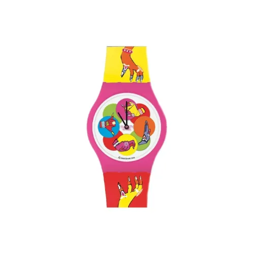Swatch Quartz Механизм Унисекс Часы 38 мм Белый Циферблат Пластиковый Корпус Часы Силиконовый Ремешок