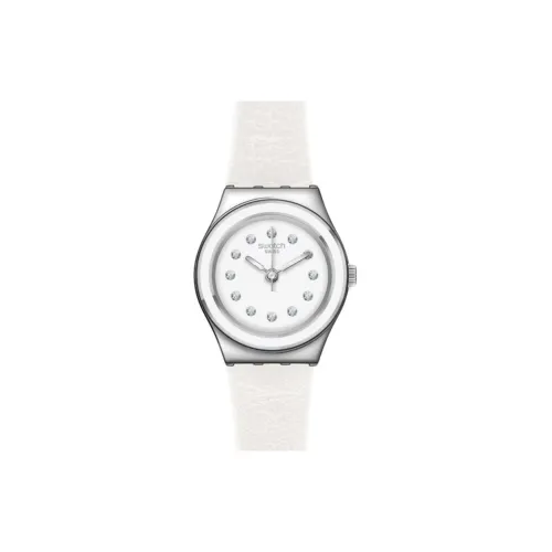 Swatch Quartz Механизм Женские часы 28,7mm 28,7mm Белый циферблат Корпус из нержавеющей стали Кожаный ремешок