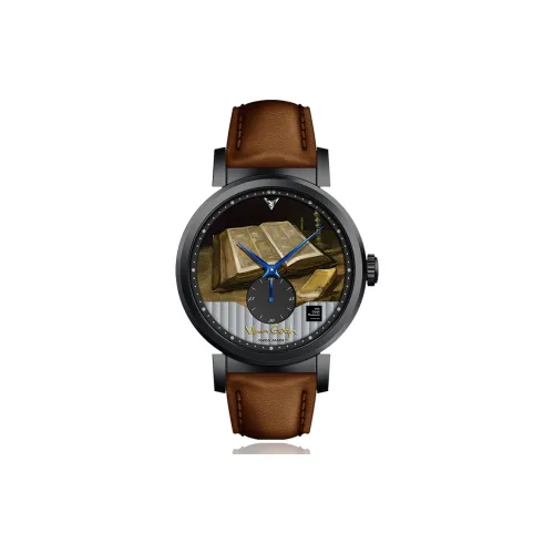 VAN GOGH Мужские часы Кварцевый механизм Естественная кожа Ремешок Многоцветный циферблат Часы