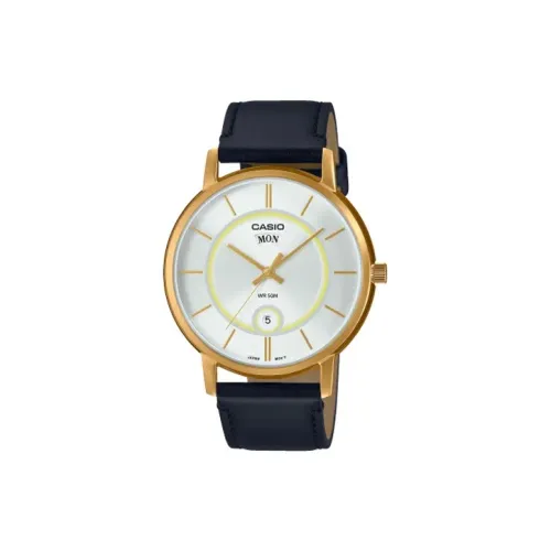 CASIO Standard Series Кварцевый механизм Естественная кожа Ремешок Часы Мужские Серебряные MTP B120GL 7A