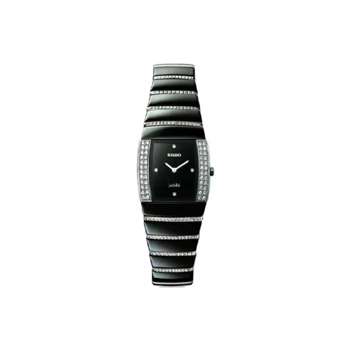 RADO Silver Diamond Collection Кварцевый механизм Женские часы 21*17 мм Черный циферблат Керамические корпуса Керамический ремешок