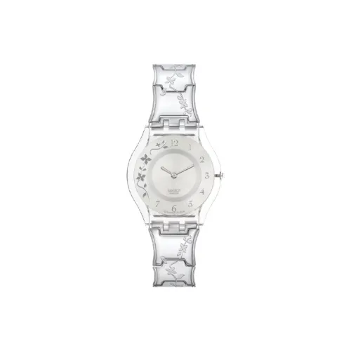 Swatch Quartz Механизм Женские часы 34 мм Серебристый циферблат Смола Пластик Чехол часов Нержавеющая сталь Ремешок