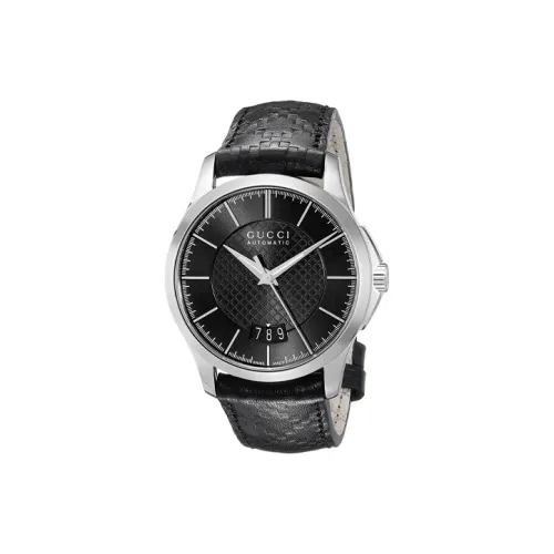 GUCCI G Timeless Collection Мужские часы Автоматический механический механизм Кожаный ремешок 38 мм Черный циферблат