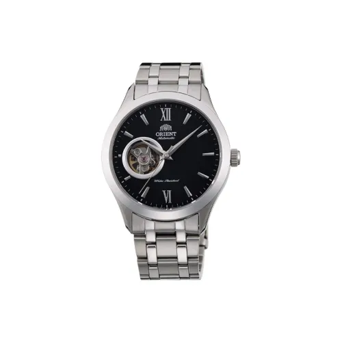 ORIENT Автоматический Механический Механизм Нержавеющая Сталь Ремешок Часы 38,5 мм Мужские Часы Черный Циферблат RN AG0001B